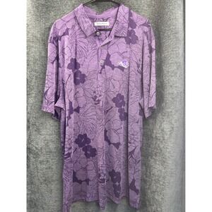 Tommy Bahama ACU Wildcats‎ Polo Shirt Men's XXL Purple Floral TENCEL Modal